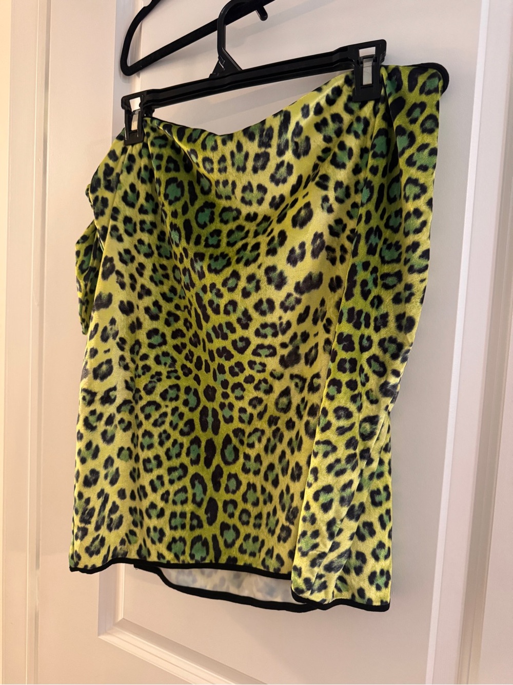 Neon Green Leopard Print Beach Cover Up Skirt Sarong